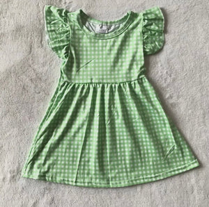 Green Gingham Pearl Dress