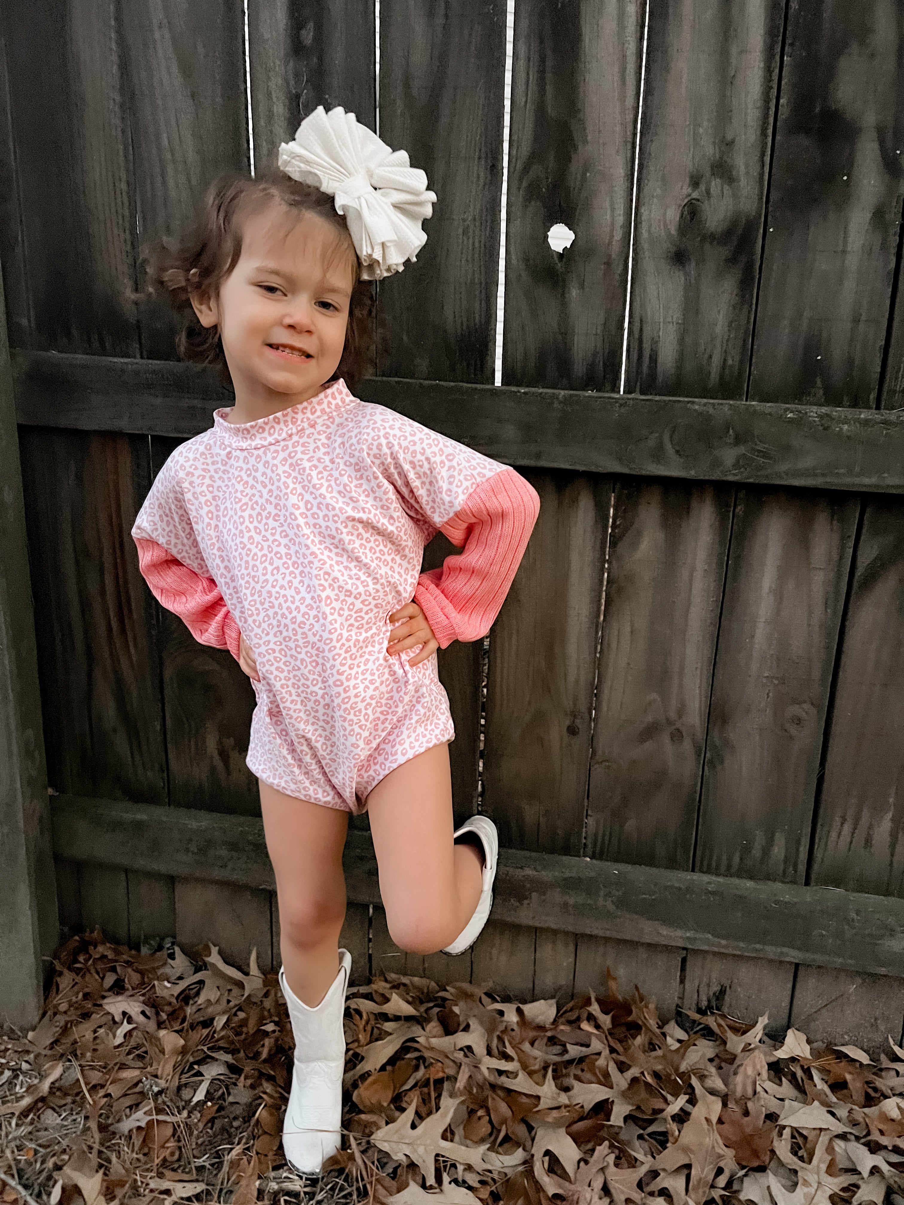 Pink Leopard Bubble Romper