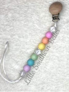 Pastel Rainbow Paci Clip