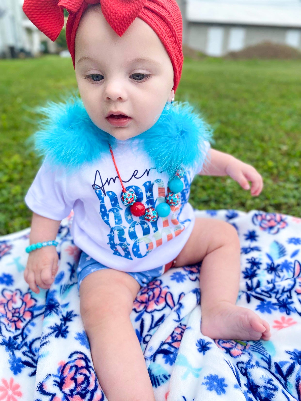 Teal Feather Poms