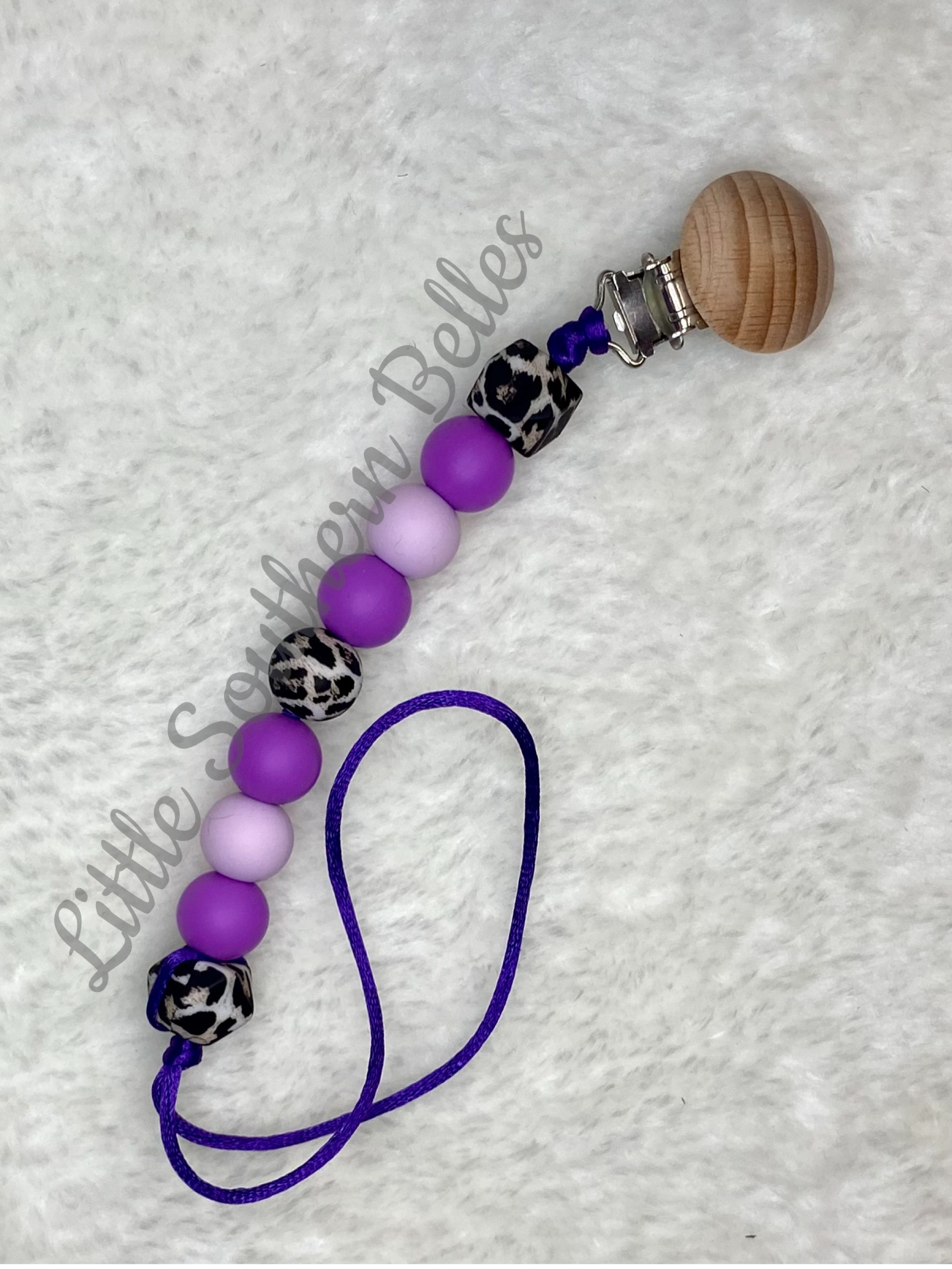 Purple Leopard Paci Clip